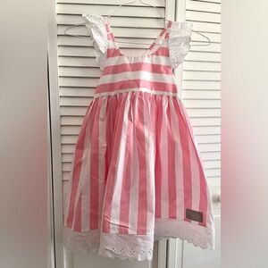 Girls Pink Stripe Dress - Sz 7/8 (like new!)